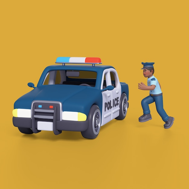 PSD grátis renderização 3d de carro da polícia