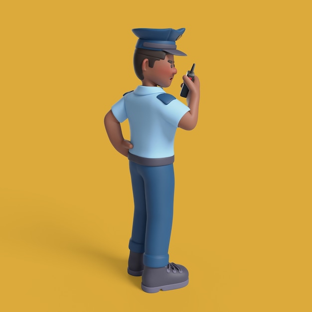 PSD grátis renderização em 3d do personagem policial