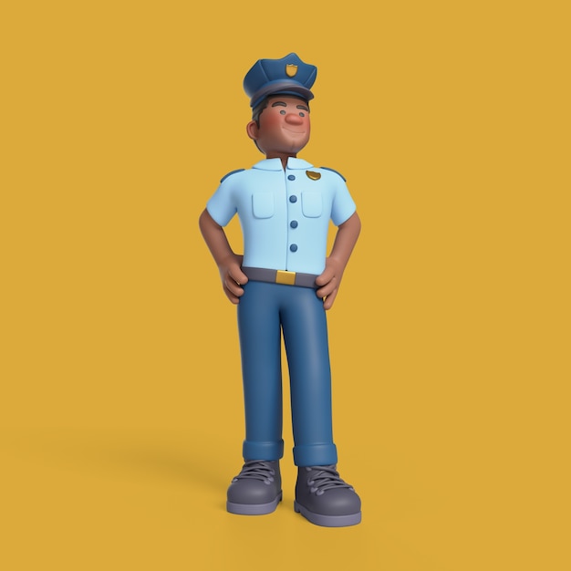 PSD grátis renderização em 3d do personagem policial