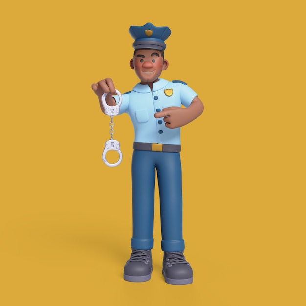 PSD grátis renderização em 3d do personagem policial