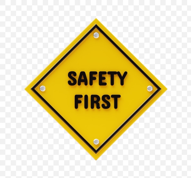 PSD grátis safety first sign ilustração de maquete de ícone 3d de aviso de perigo de segurança de emergência