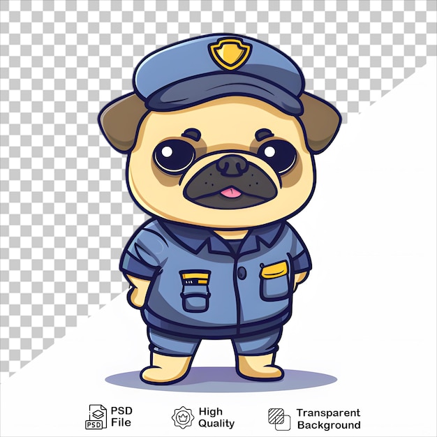 PSD cão de polícia de desenho animado em fundo transparente uniforme