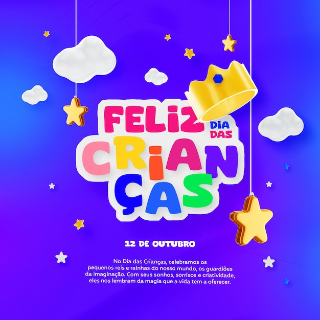 PSD dia feliz das criancas conceito dia das crianças 12 de outubro post modelo psd editável