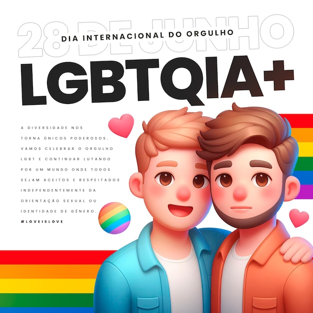 PSD dia internacional do orgulho lgbtqia o amor é amor