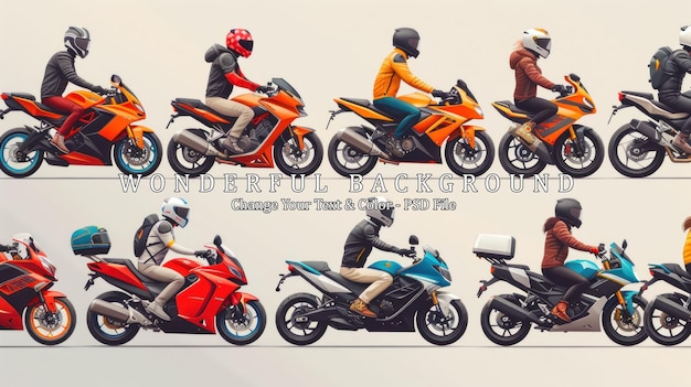 PSD diferentes motociclistas e motociclistas