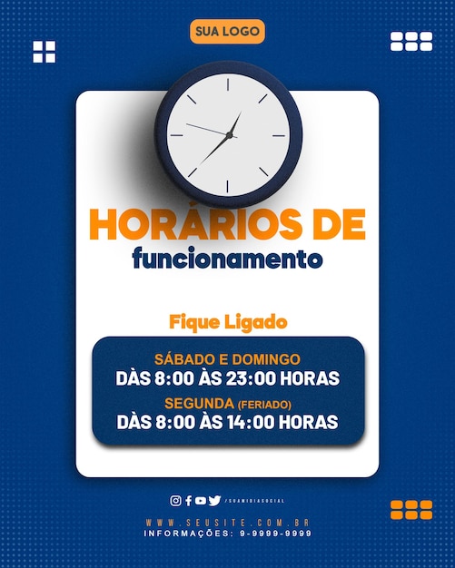 HORIO DE FUNCIONAMENTO TEMPLATE FEED