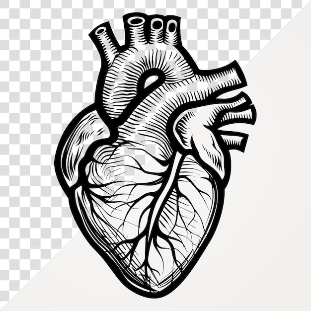 PSD ilustração anatômica detalhada do coração em png