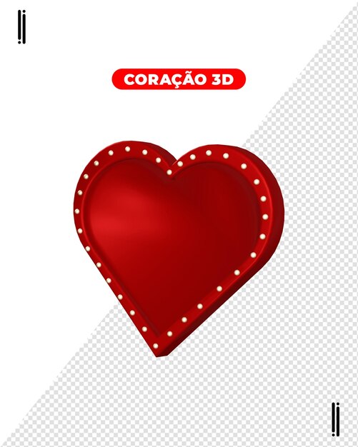 PSD ilustração de renderização 3d do ícone do coração do psd