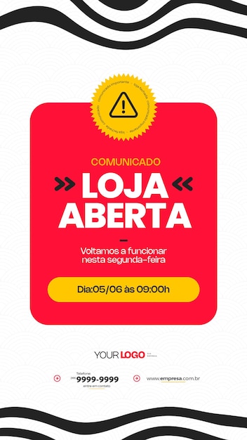 PSD informamos-lhe que a nossa loja estará aberta no dia