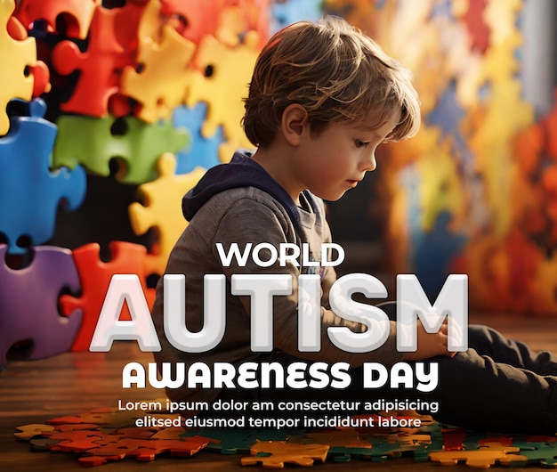 PSD modelo de banner psd de mídia social do dia mundial de conscientização sobre o autismo