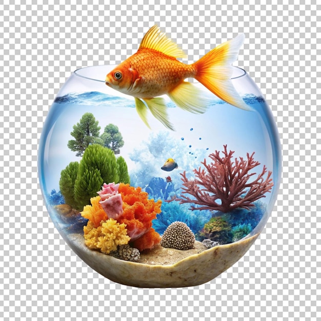 PSD renderização 3d de um peixe tropical bonito em uma tigela