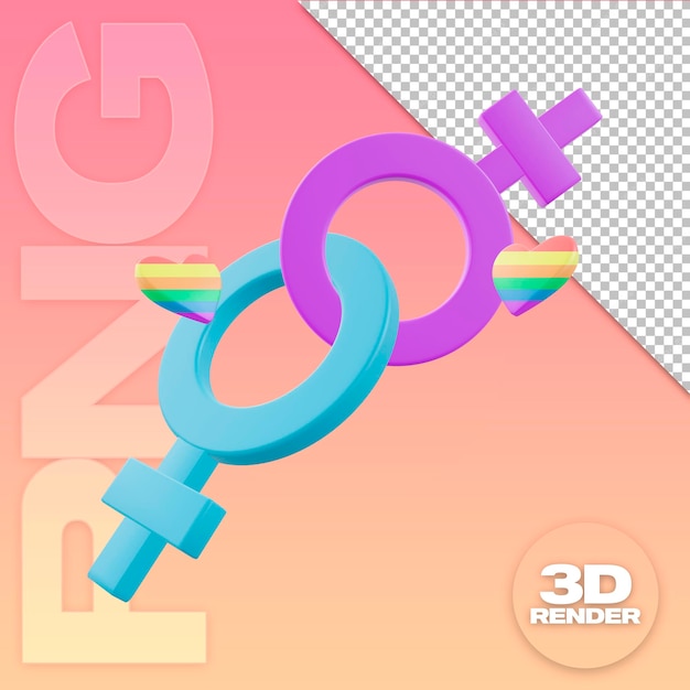 PSD símbolo 3d lésbica arco-íris cores lgbtq