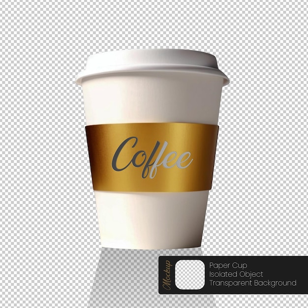 PSD taça de papel branco 3d com tampa branca de vidro de bebida mockup png