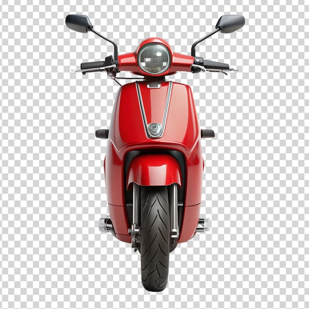 PSD uma motocicleta vermelha com um assento preto e leme em fundo transparente