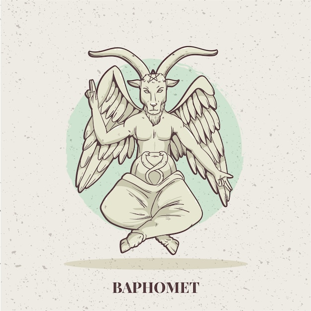 Vetor grátis ilustração de baphomet desenhada à mão