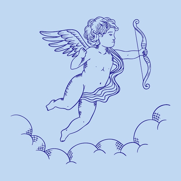 Vetor grátis ilustração de desenho de anjo bebê desenhado à mão