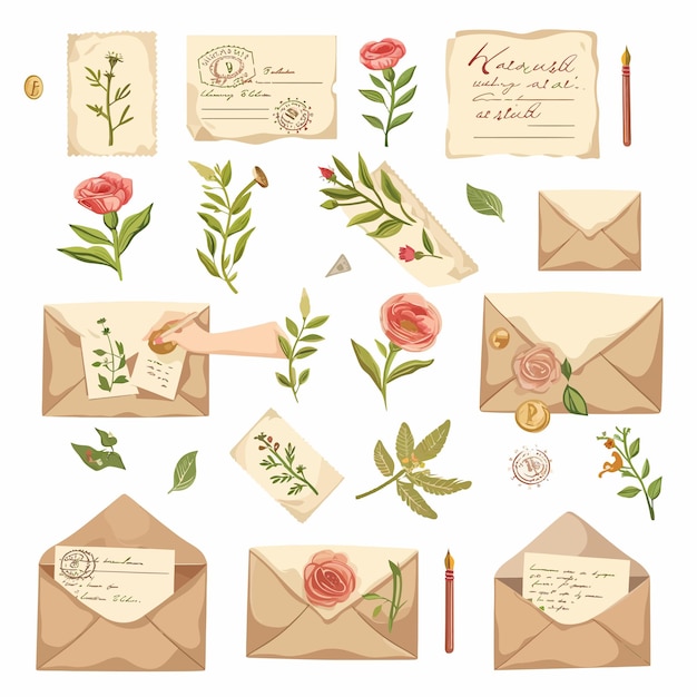 Vetor envelope com flores