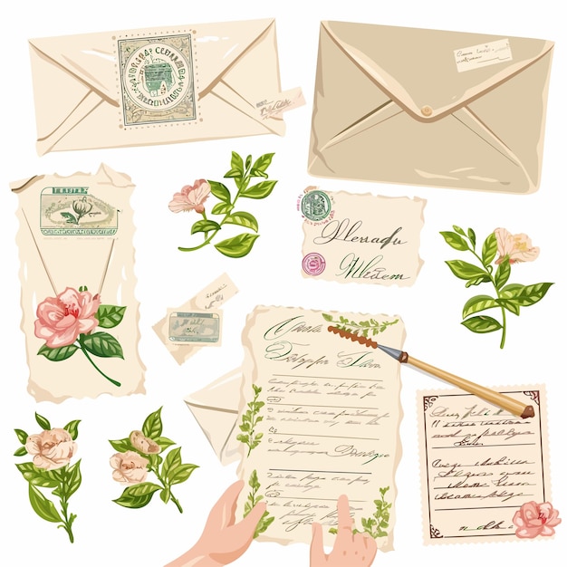 Vetor envelope com flores