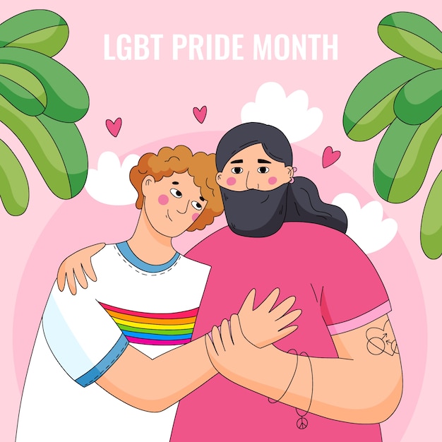 Vetor mês do orgulho ilustração lgbt desenhada à mão