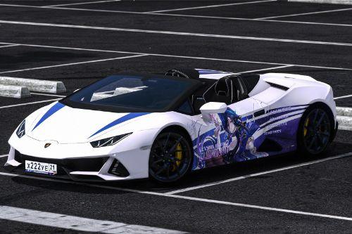 [Itasha] 2020 Lamborghini Huracan Evo Spyder "Genshin Impact" Clorinde paintjob 