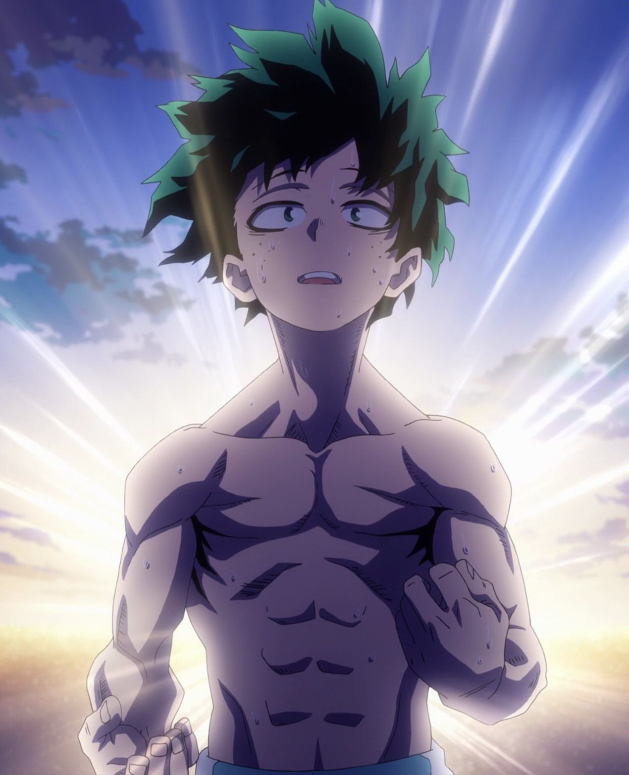 Izuku was getting closer and closer to cleaning the entire beach further ahead of schedule than All Might ever would think possible and Izuku's body was showing the results