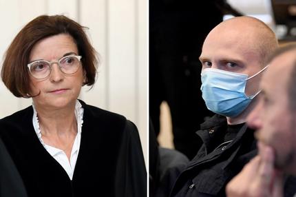 Anschlag von Halle: (l )Presiding Judge Ursula Mertens arrives for the trial of Stephan B., accused of shooting two people after an attempt to storm a synagogue in Halle, at the district court in Magdeburg, Germany July 21, 2020. Ronny Hartmann/Pool via REUTERS (r)Trial against Stephan B., accused of shooting two people after an attempt to storm a synagogue in Halle Lawyers Hans-Dieter Weber and Thomas Rutkowski wait with Stephan B., accused of shooting two people after an attempt to storm a synagogue in Halle, for the start of the trial at a local court in Magdeburg, Germany, July 21, 2020. Hendrik Schmidt/Pool via REUTERS