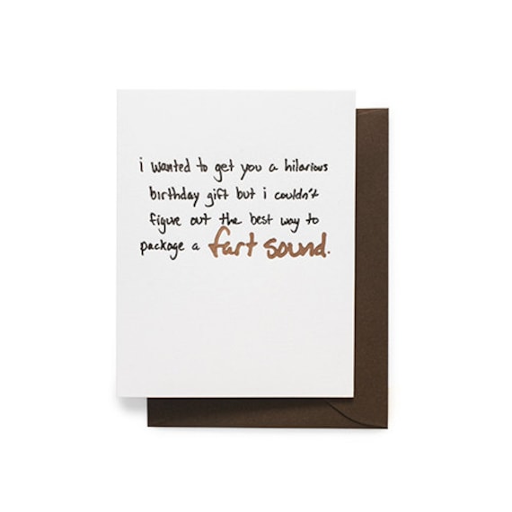 Fart Sound Funny Letterpress Greeting Card