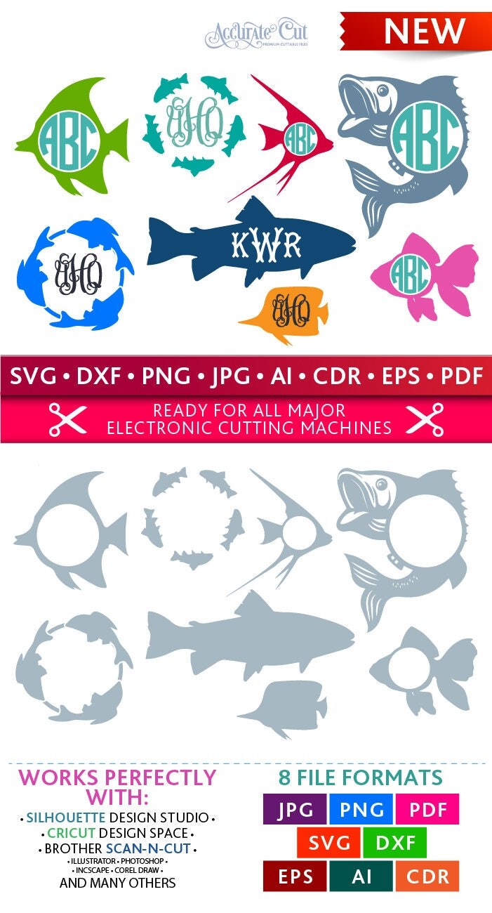 Download Fish Svg Fish Monogram Frames Svg Fish Frames Svg Fishes Svg