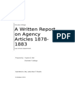 A Written Report On Agency Articles 1878-1883: Cor Jesu College