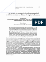 The Effects of Symmetrical and Asymmetrical Social Interaction On Children's Logical Inferences - Roazzi & Bryant, 1998