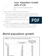 The Basic Issue: Population Growth and The Quality of Life