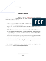 Affidavit of Loss of Gsis Policy - Format