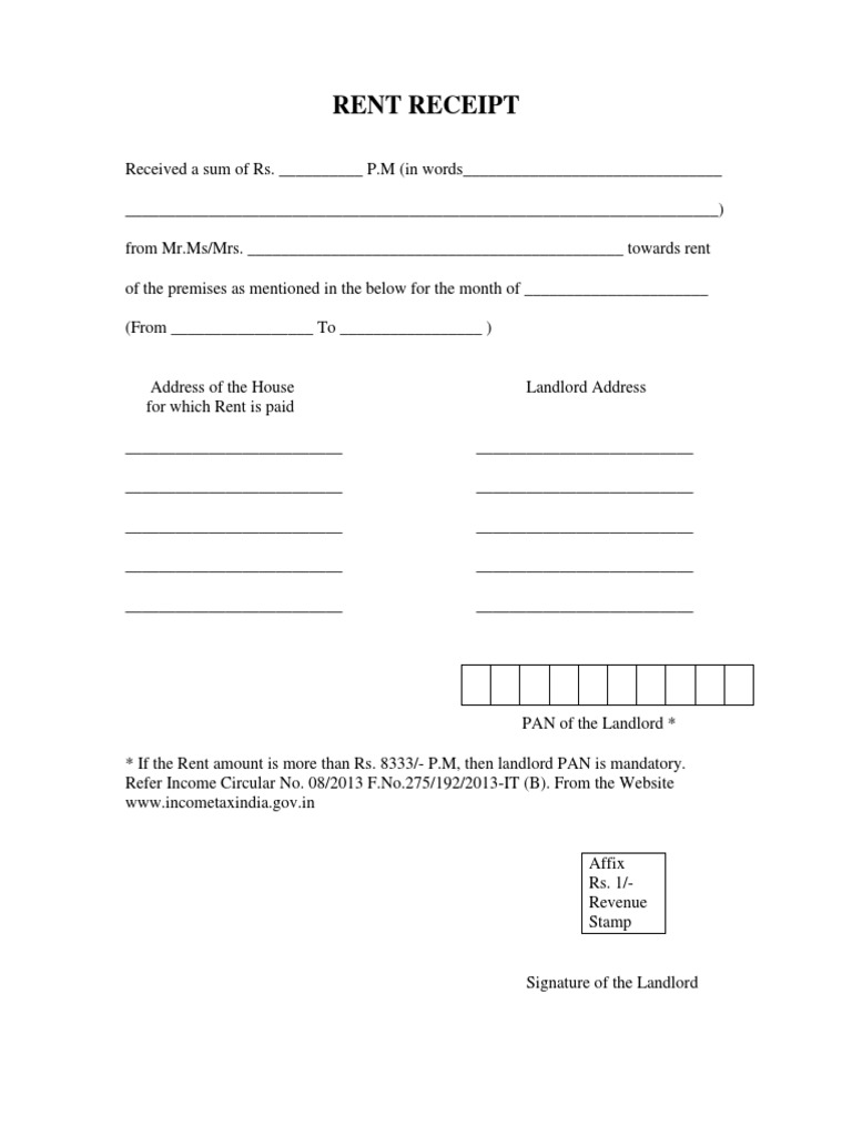 Rent Receipt Format | PDF