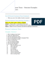 Present Continuous Tense - Structure Examples Formula, Exercises