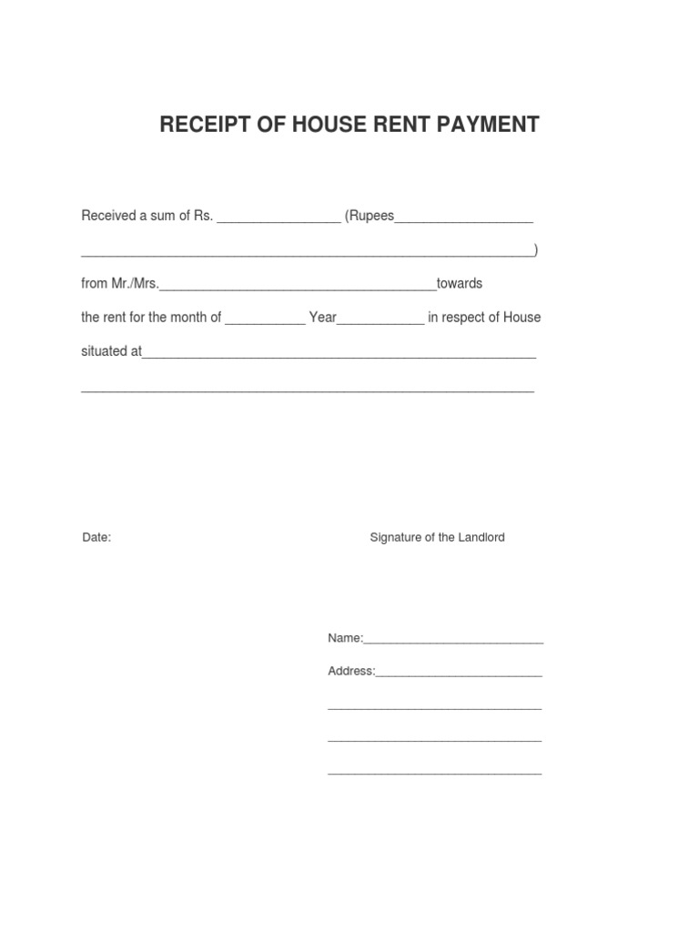 Rent Receipt Format PDF | PDF