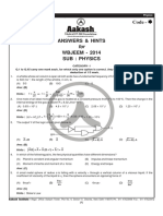 Answers & Hints WBJEEM - 2014 Sub: Physics: Code