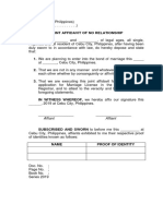 Affidavit of No Marriage