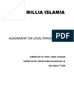 Jamia Millia Islamia: Assignment On Legal Personality