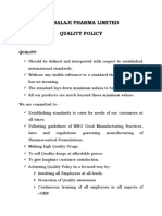 Sri Balaji Pharma Limited Quality Policy