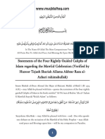 Statements of The Four Rightly Guided Caliphs of Islam Regarding The Mawlid Celebration Verified by Huzoor Tajush Shariah Allama Akhtar Raza Al Azhari Rahimahullah