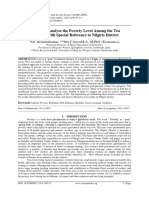 A Study To Analyse The Poverty Level Among The Tea Labourer With Special Reference To Nilgiris District