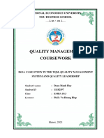 Quality Management Coursework: National Economics University Neu Business School