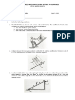 Polytechnic University of The Philippines: ENSC 20043 Statics of Rigid Bodies Quiz 2