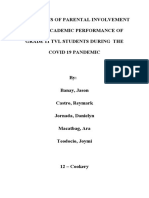 The Effect of Parental Involvement On The Academic Performance of Grade 11 TVL Students During Covid 19 Pandemic