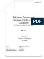 Refrigerant Recovery and Recharge of A Room Air Conditioner