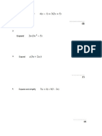 Year 10 Maths Algebra Quiz 2