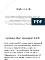 BIM - Unit-III: Unit-3 Management of Deposit and Advances. Opening of A