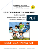 Use of Library & Internet: For Research Special Science High School Grade 8 Quarter 2/ Week 4 (2 Cycle)