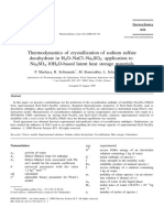 Thermodynamics of Crystallization of Sodium Sulfate Decahydrate in H O Nacl Na So: Application To Na So 10H O-Based Latent Heat Storage Materials