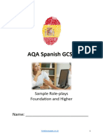 AQA Spanish GCSE Role Plays